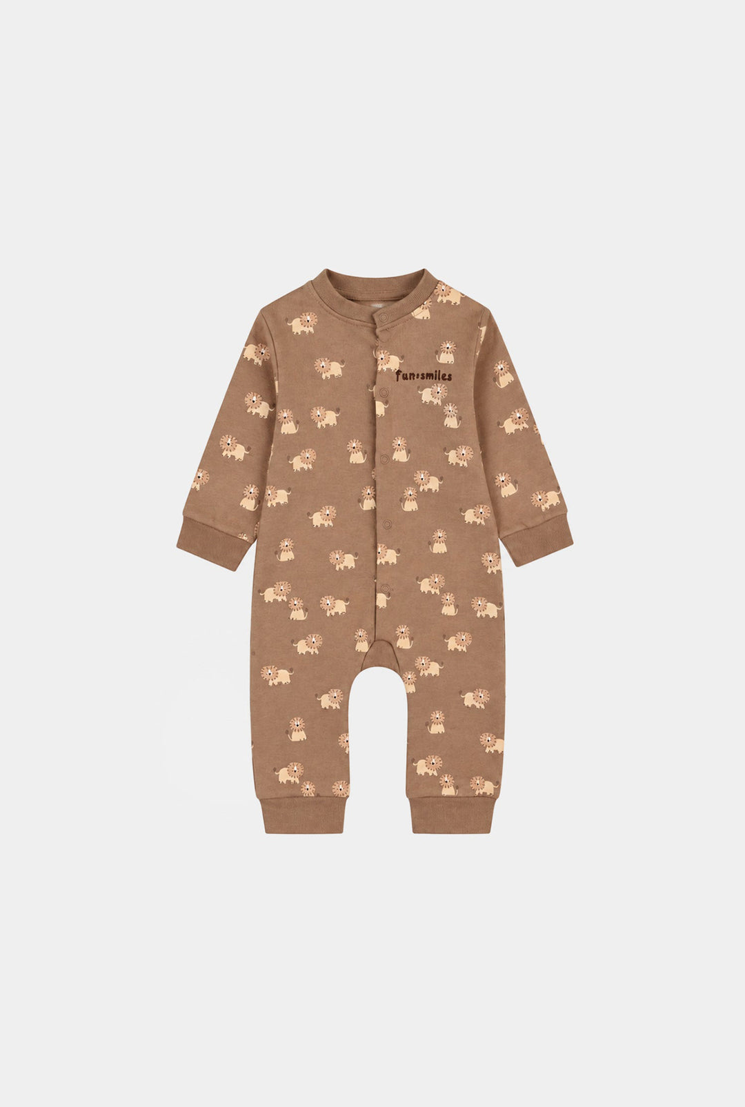 Infant Boys Cotton Interlock Romper Lion-BROWN