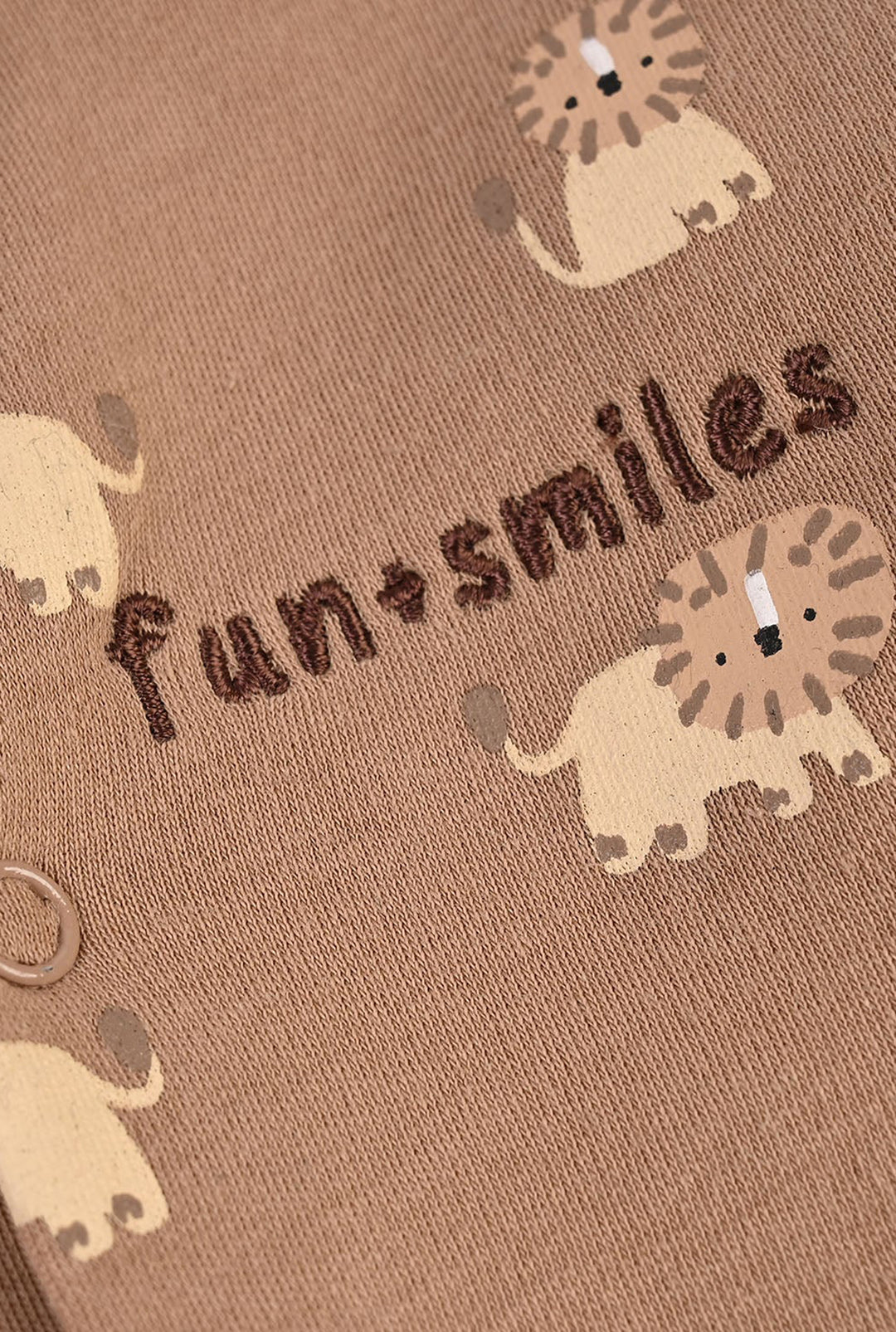 Infant Boys Cotton Interlock Romper Lion-BROWN
