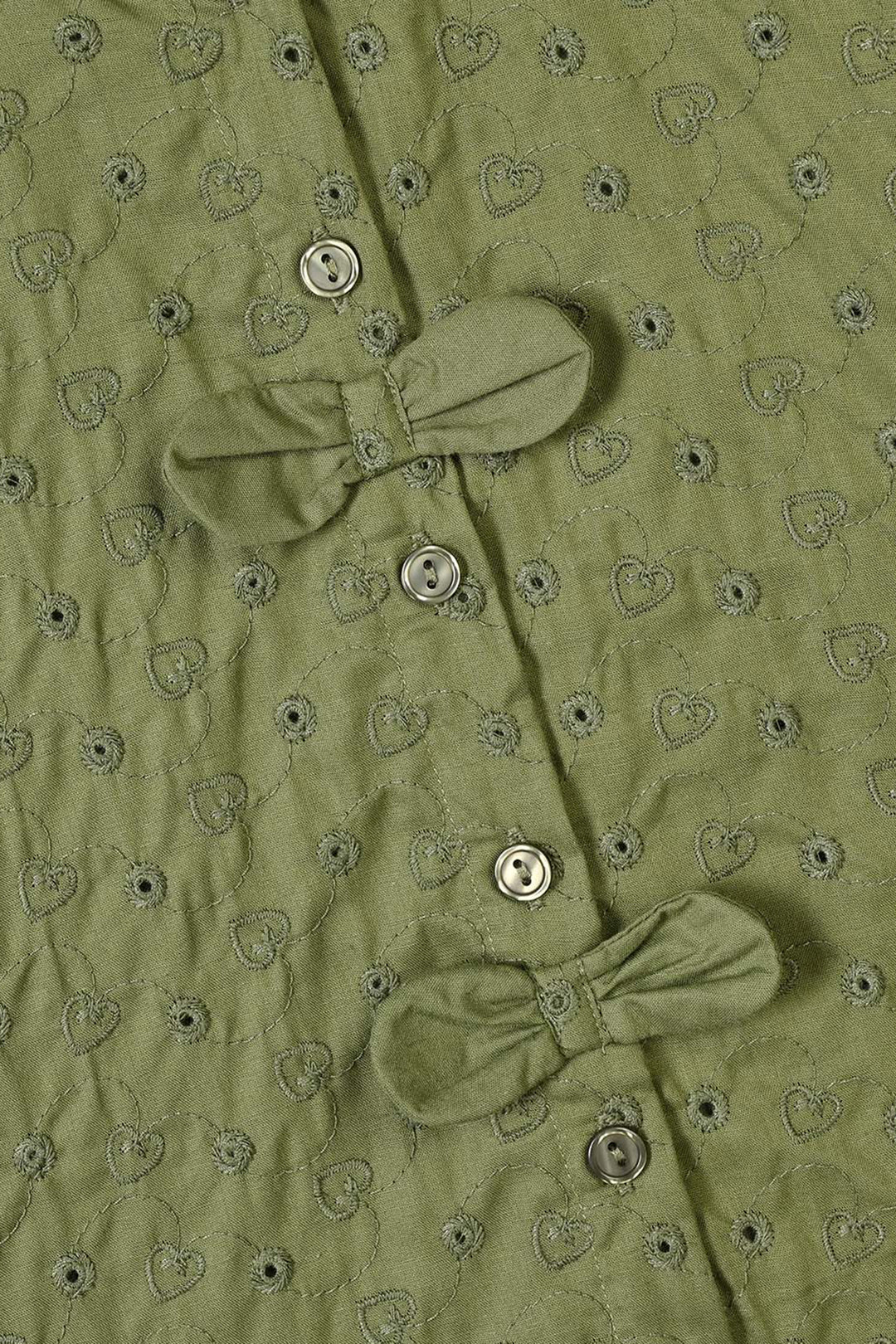 Girls Cotton Emb Top Chilli- Olive