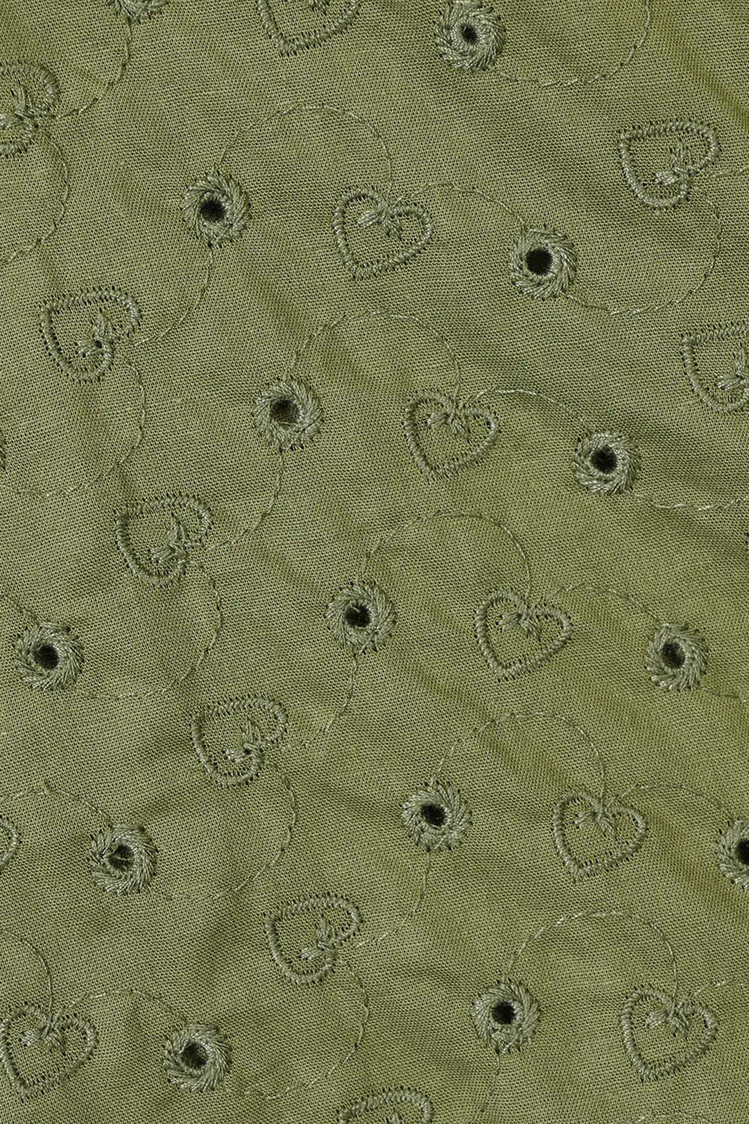 Girls Cotton Emb Top Chilli- Olive