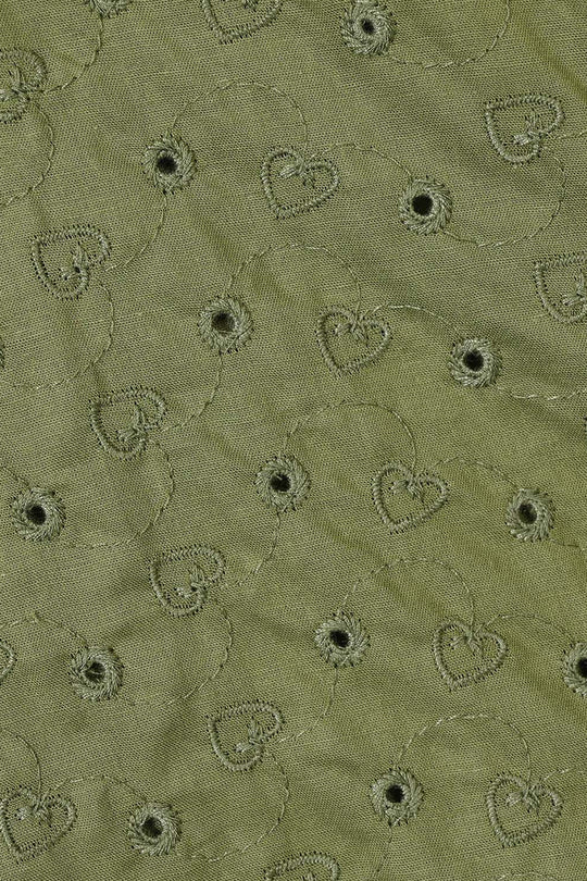 Girls Cotton Emb Top Chilli- Olive