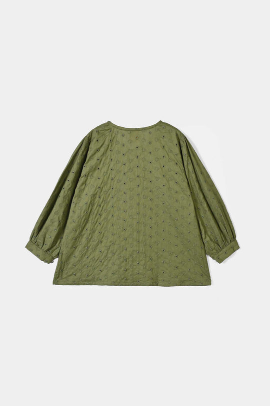 Girls Cotton Emb Top Chilli- Olive
