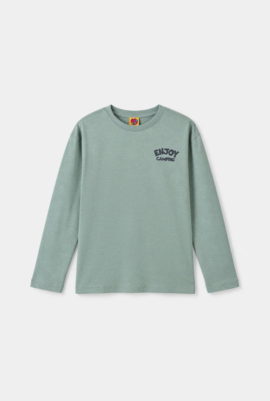 Boys Cotton Jersey T-Shirt Enjoy Camping-Green