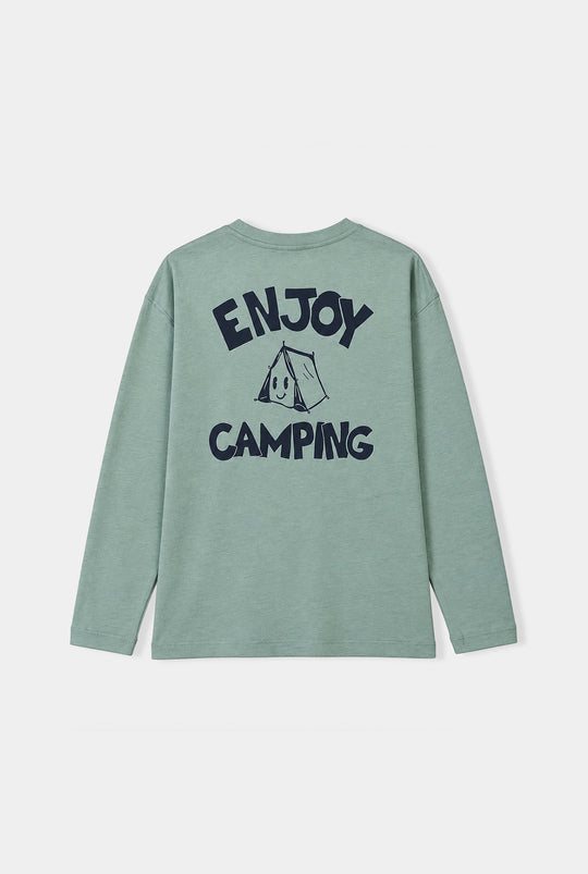 Boys Cotton Jersey T-Shirt Enjoy Camping-Green