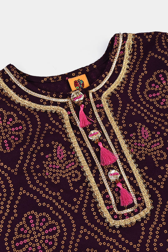 Girls Chikankari 2Pcs Rani-Purple