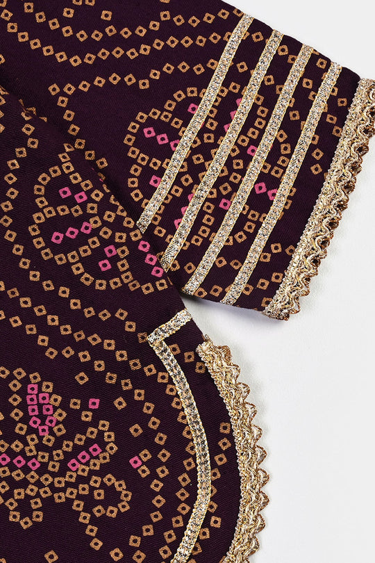 Girls Chikankari 2Pcs Rani-Purple