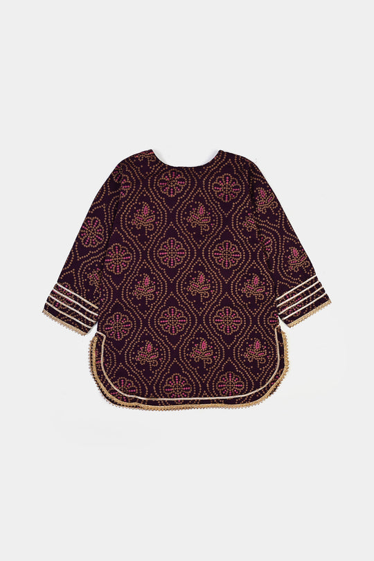 Girls Chikankari 2Pcs Rani-Purple