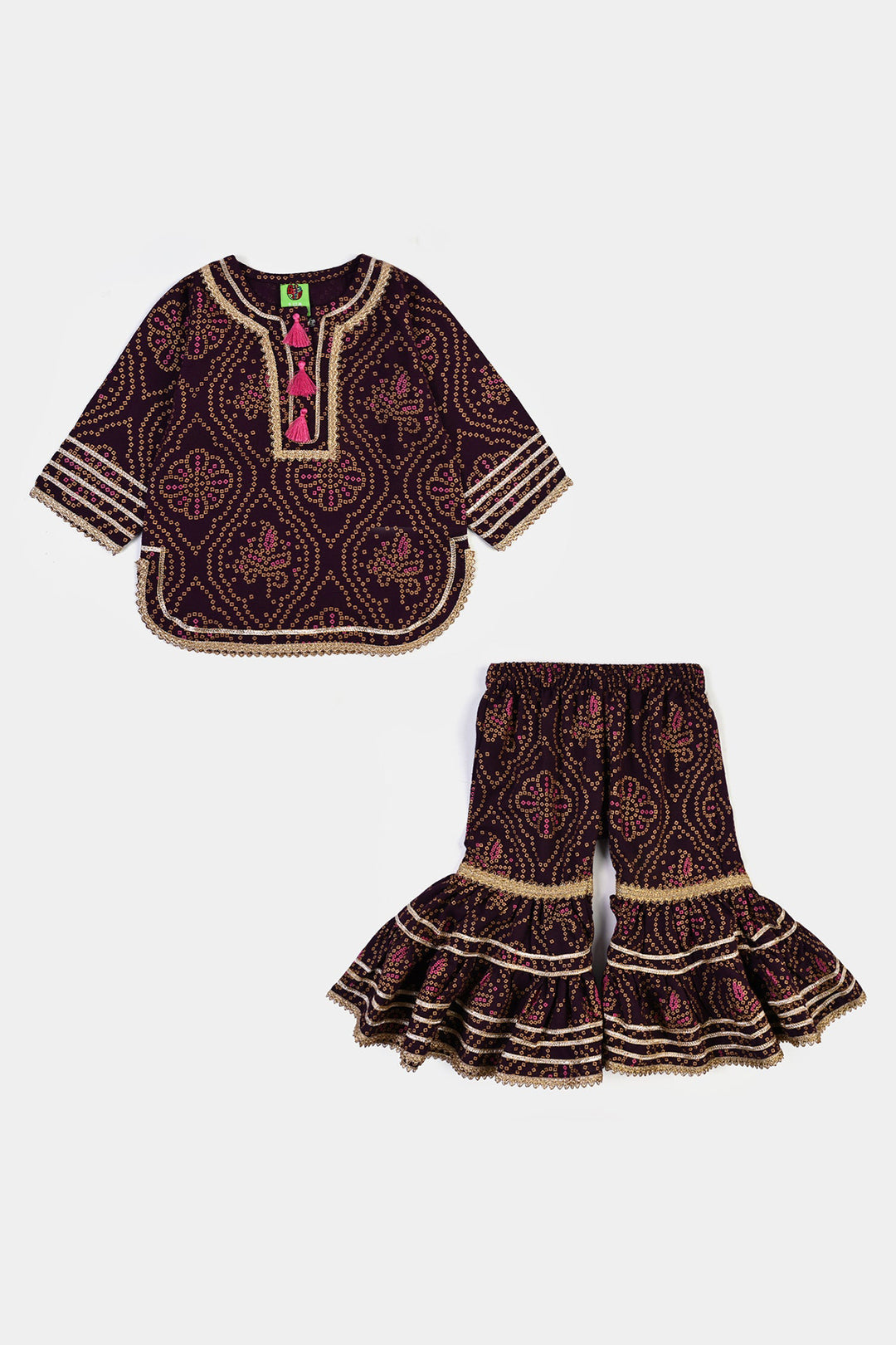 Infant Girls Chikankari 2Pcs Rani-Purple