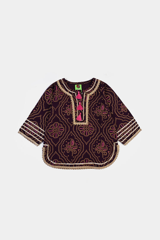Infant Girls Chikankari 2Pcs Rani-Purple