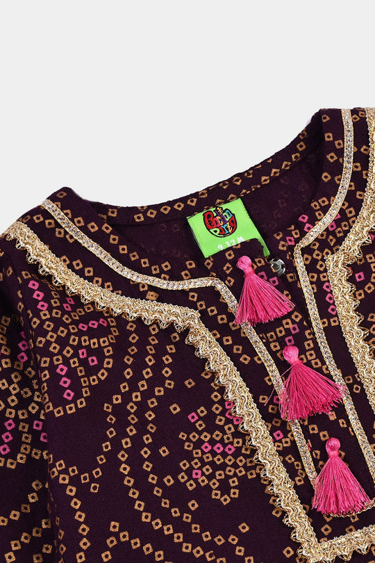 Infant Girls Chikankari 2Pcs Rani-Purple