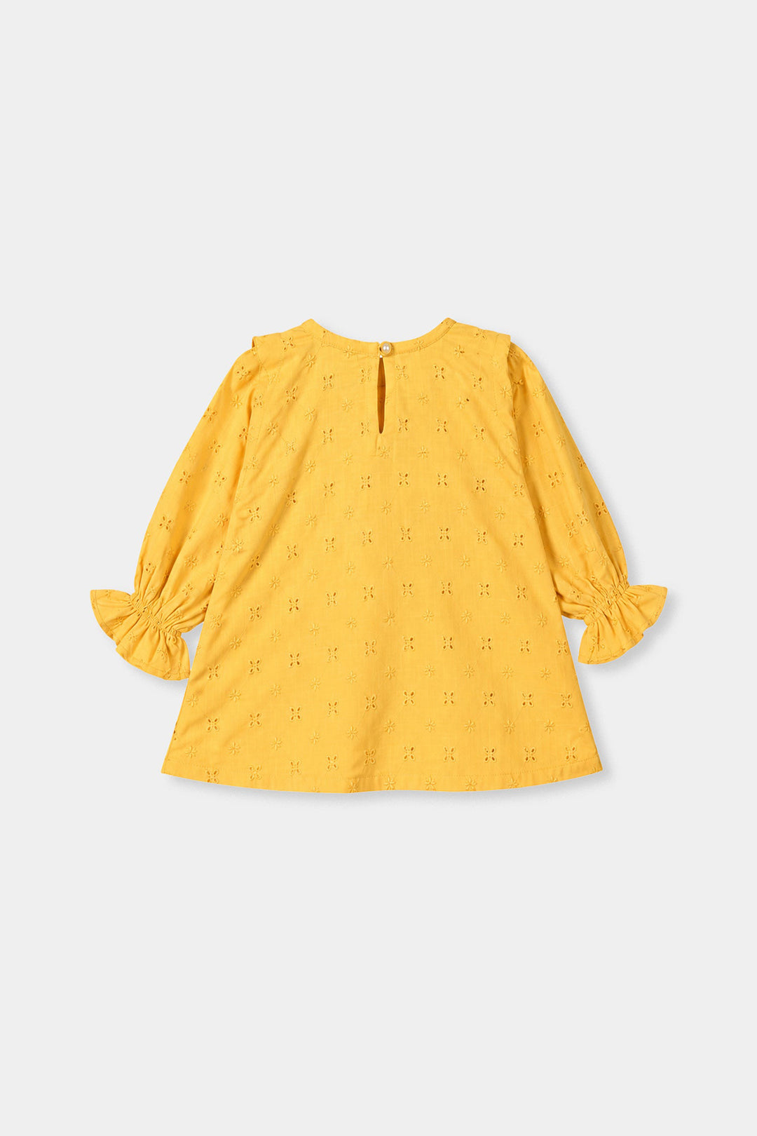 Girls Cotton Emb Top Shine-Mustard