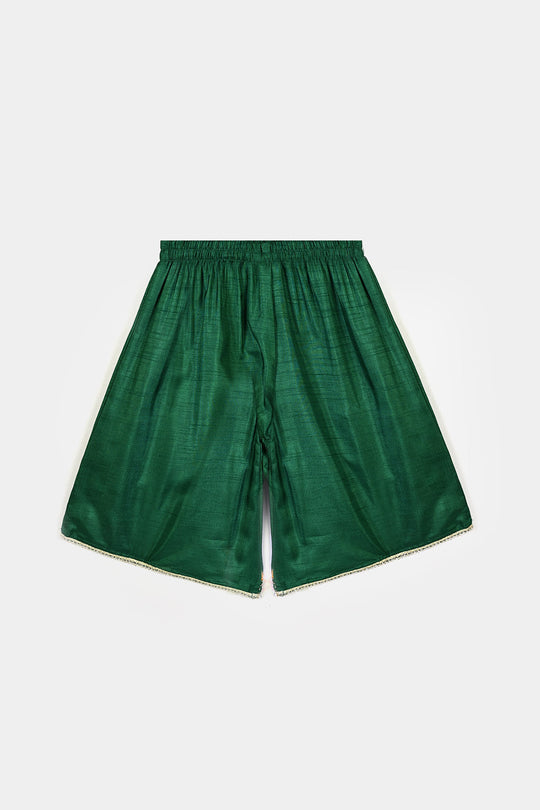 Infant Girls Raw Silk 3Pcs Maha Rani-Green