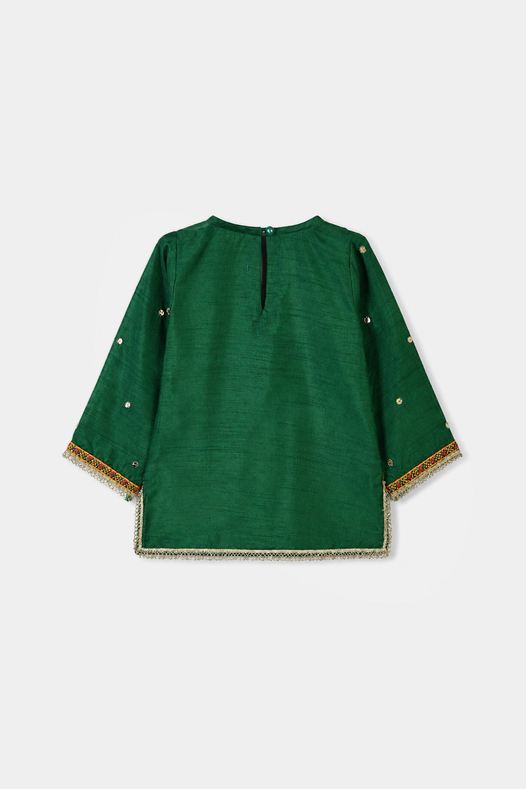 Infant Girls Raw Silk 3Pcs Maha Rani-Green