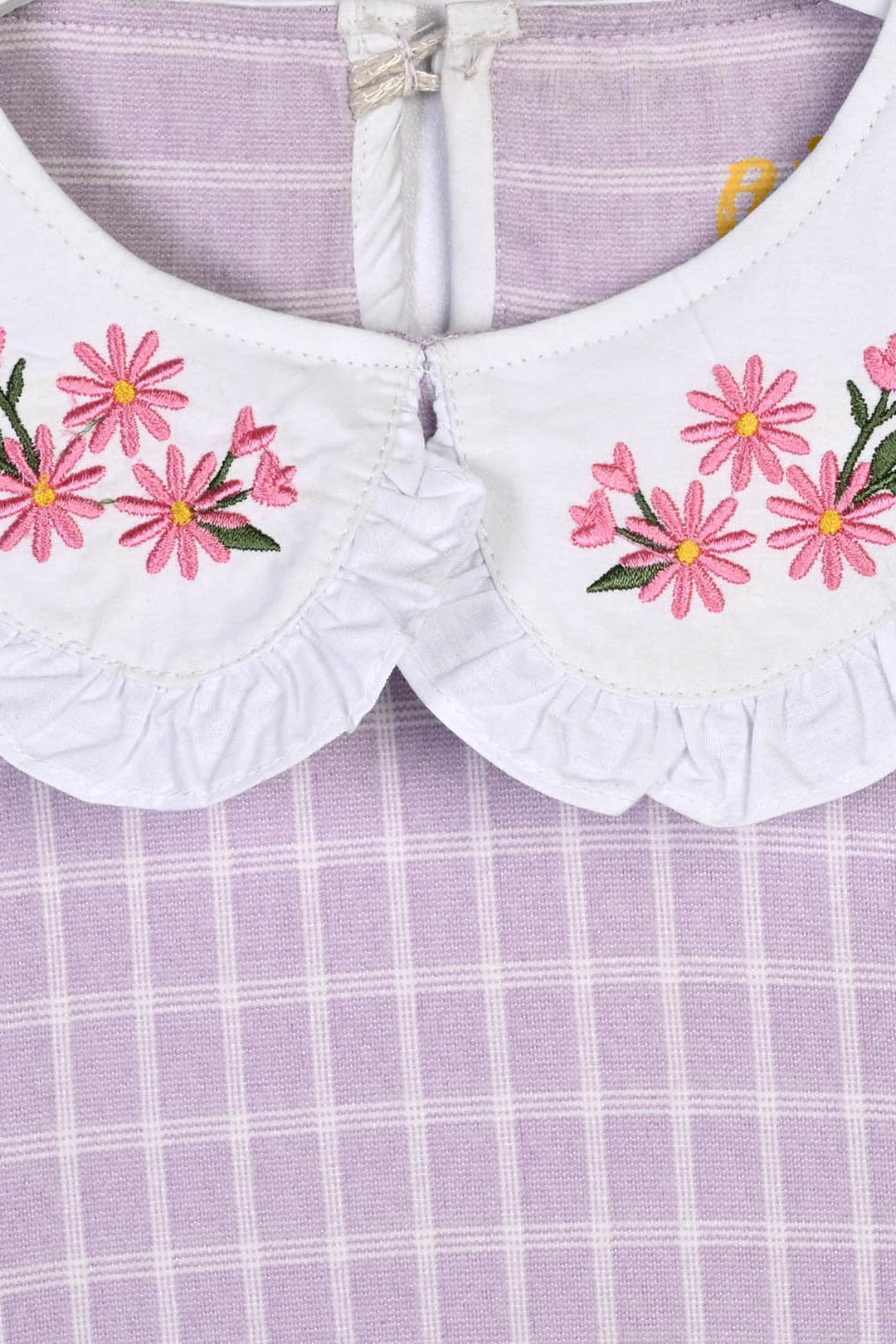 Girls Yarn Dyed 2Pcs Suit Flower Embroidery-Purple