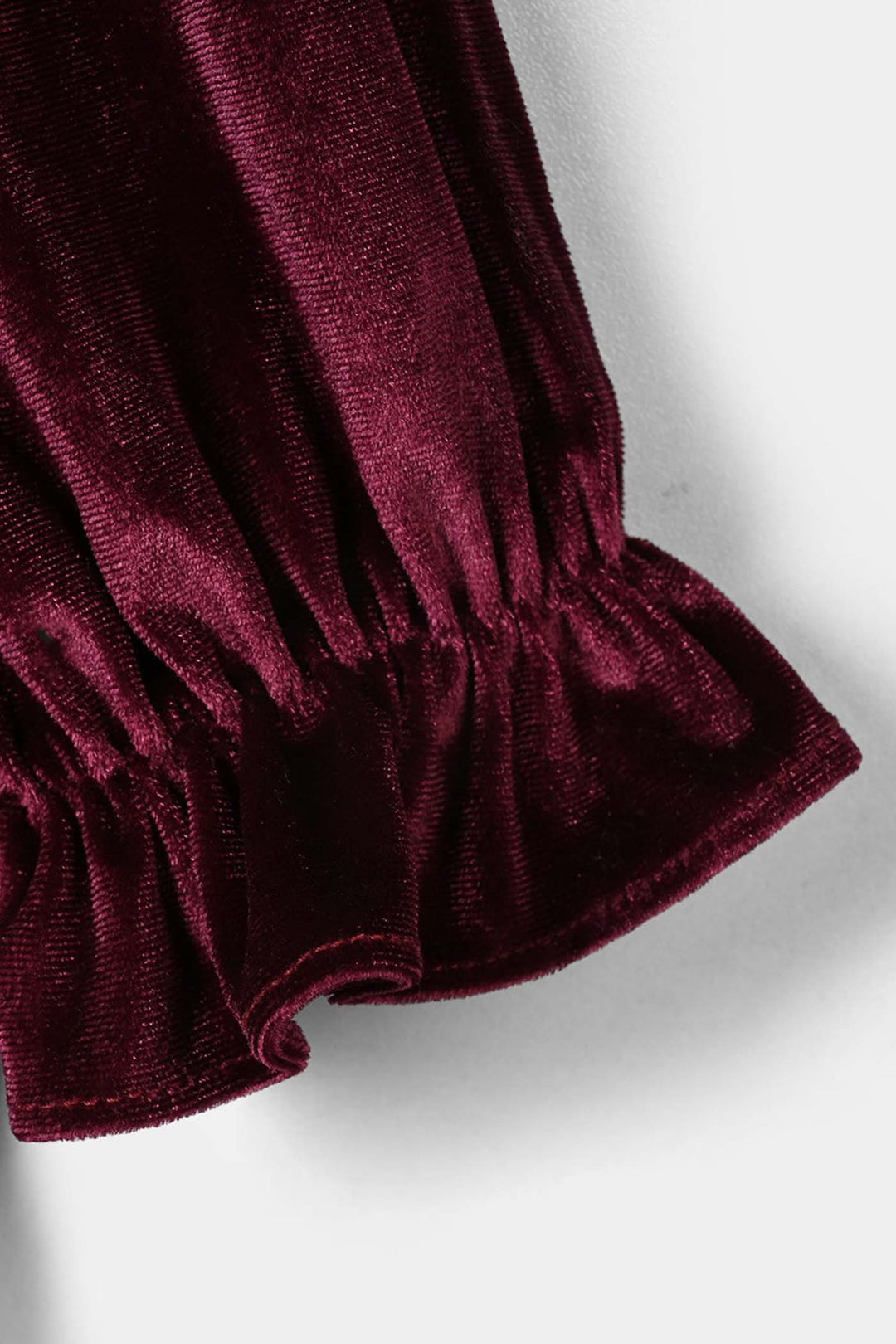 Girls Velvet Emb Top Floral-MAROON