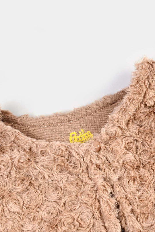 Girls Fur Jacket - Brown