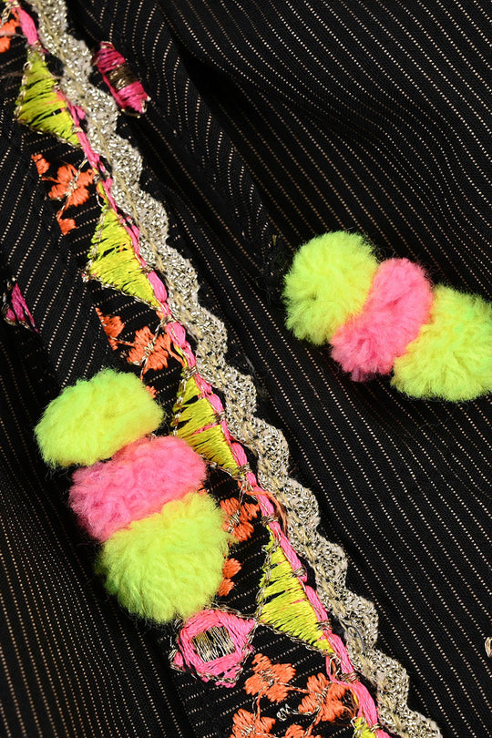 Infant Girls Cotton Emb 2Pcs Desi Style-BLACK