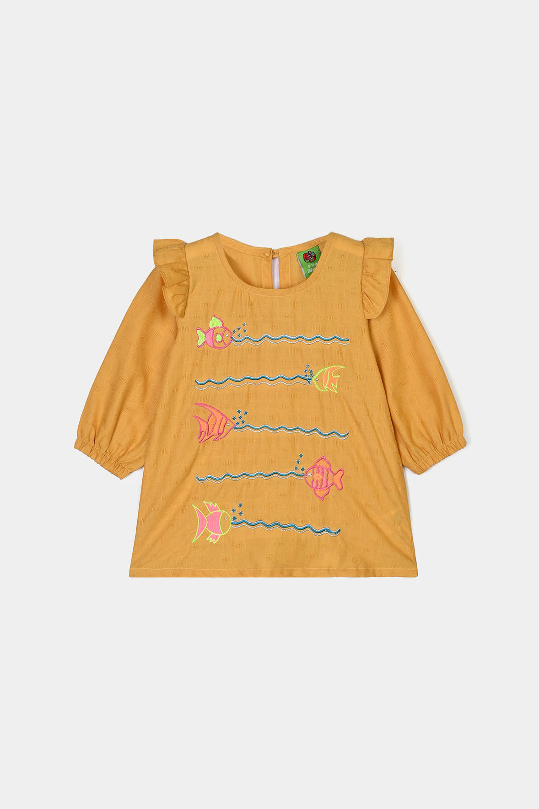 Infant Girls Cotton Emb 2Pcs Sea Vibe-Mustard