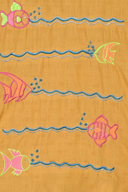 Infant Girls Cotton Emb 2Pcs Sea Vibe-Mustard
