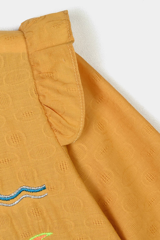 Infant Girls Cotton Emb 2Pcs Sea Vibe-Mustard