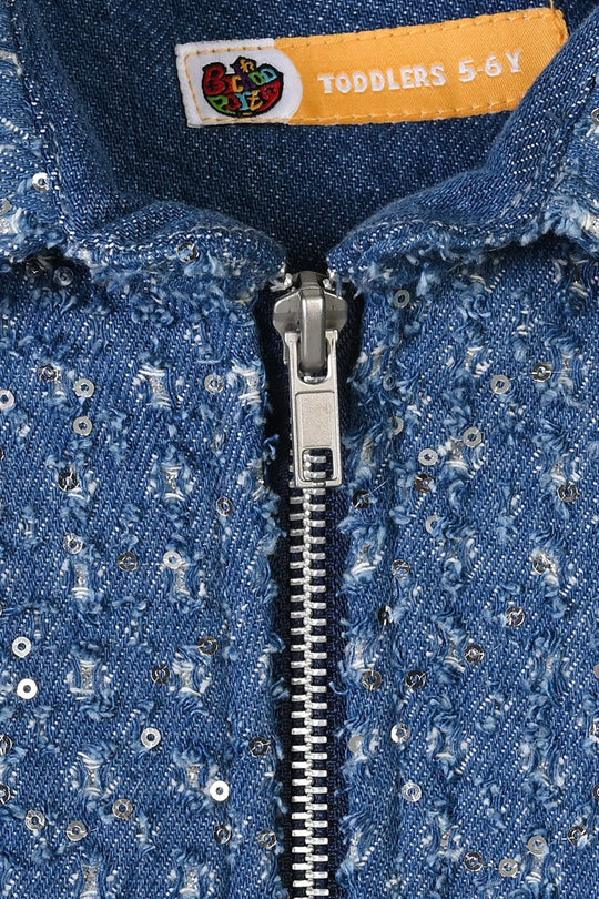 Girls Denim rigid Jacket Squence-LT.Blue