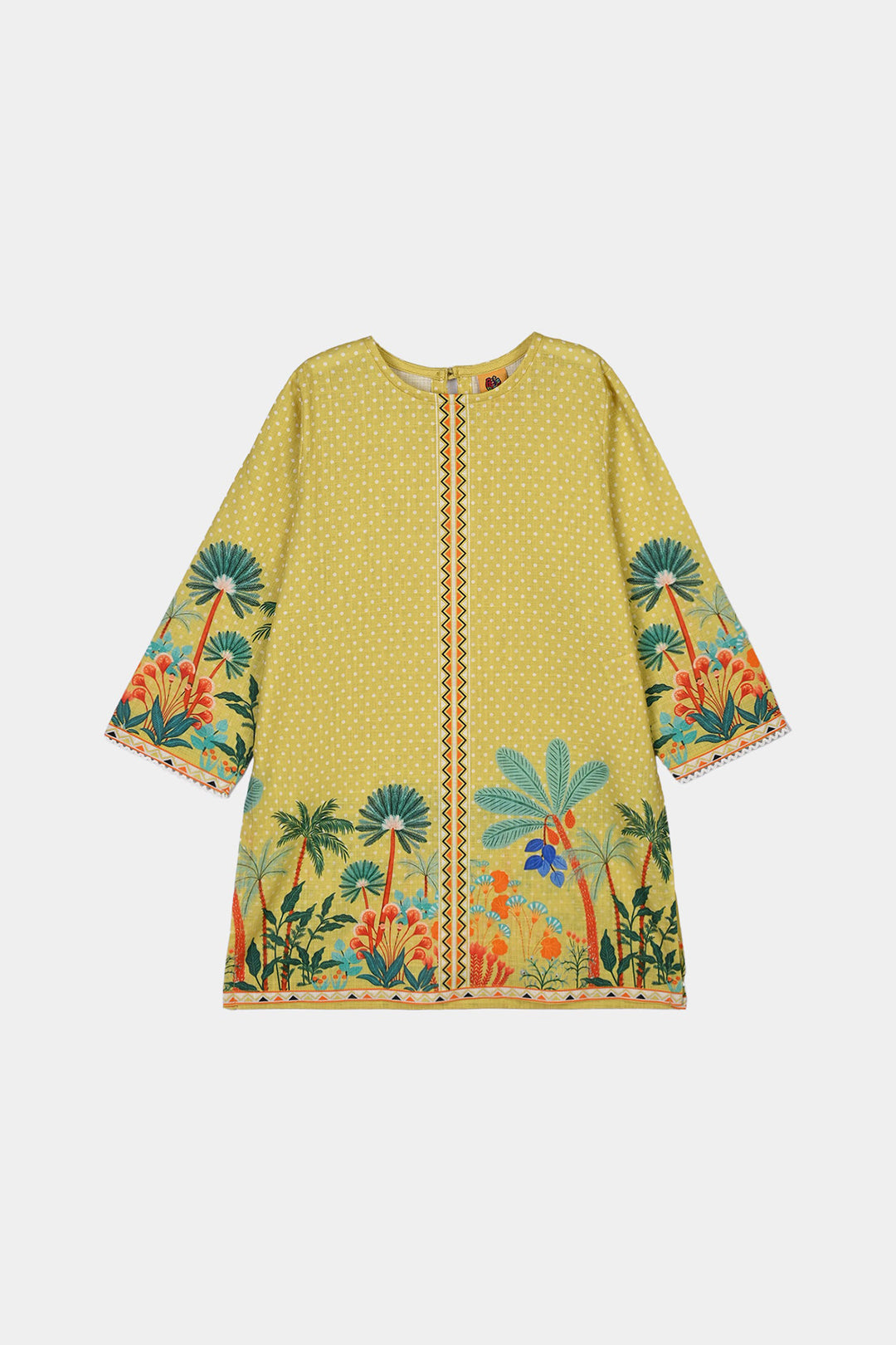 Girls Cotton Slub 2Pcs Tropical-Yellow