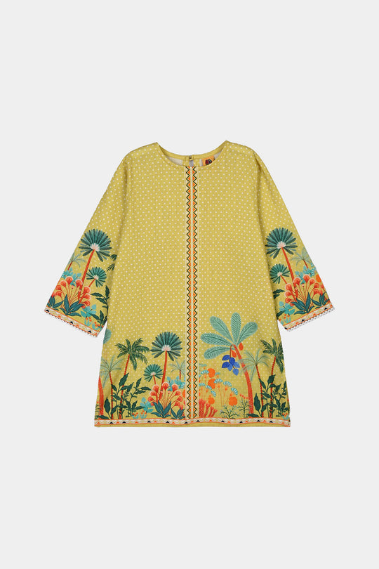 Girls Cotton Slub 2Pcs Tropical-Yellow