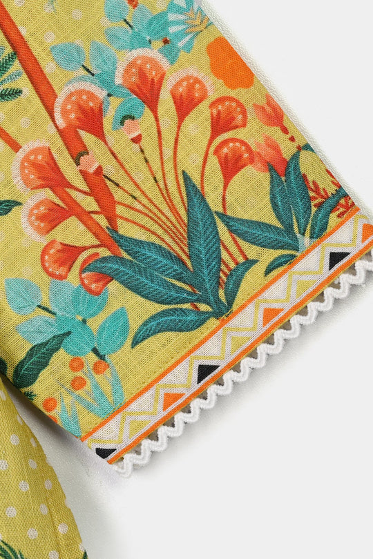 Girls Cotton Slub 2Pcs Tropical-Yellow
