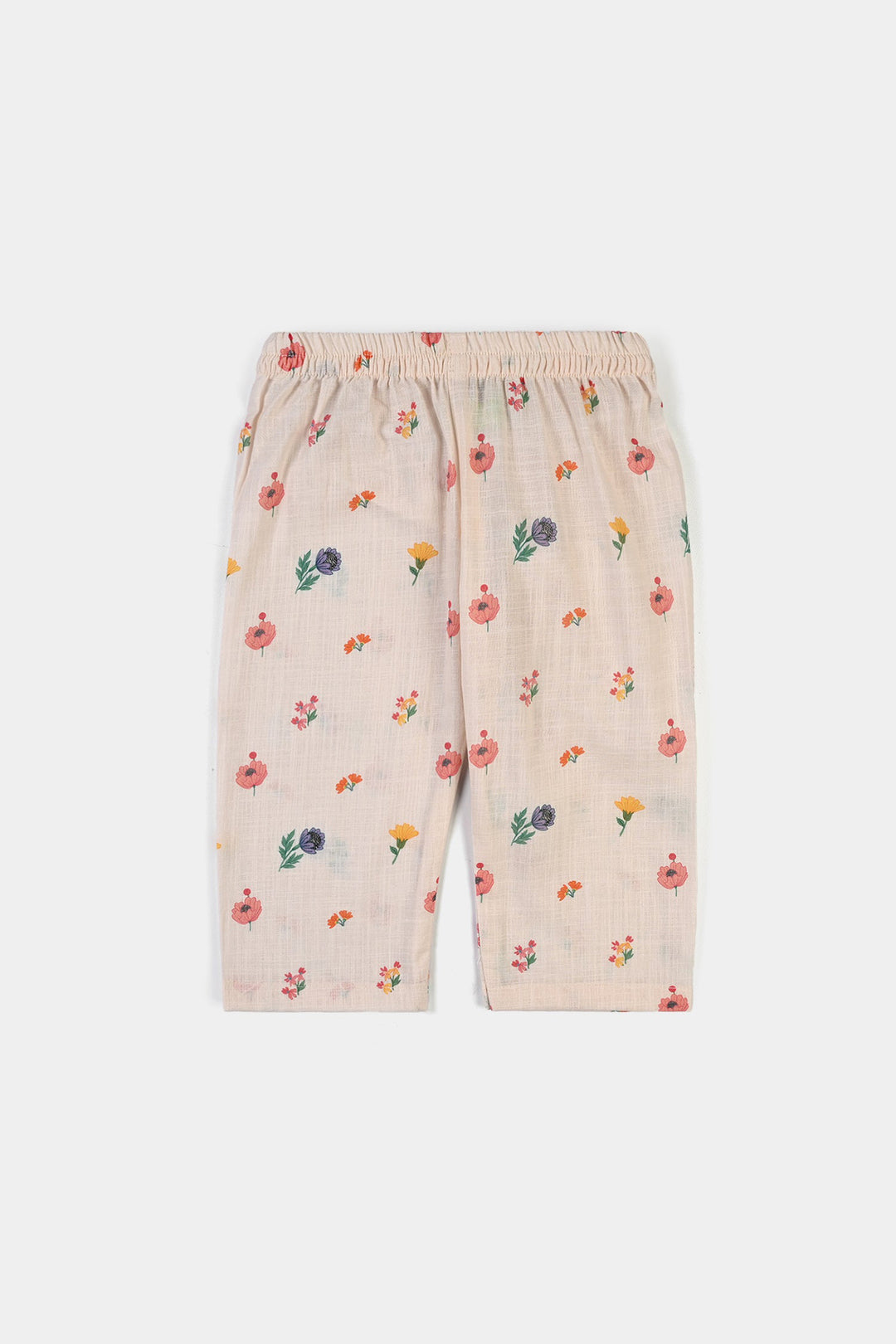 Infant Girls Cotton Printed 2Pcs Flowers- Beige