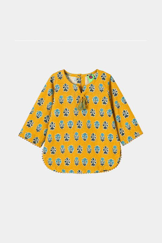 Infant Girls Cotton Printed 2Pcs Tulip-Mustard