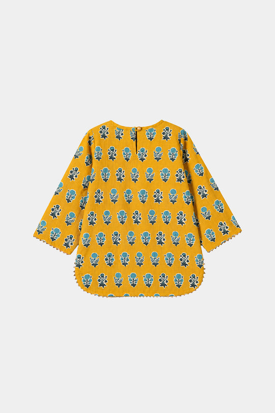 Infant Girls Cotton Printed 2Pcs Tulip-Mustard