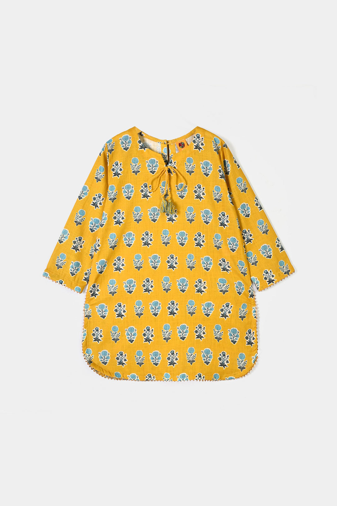 Girls Cotton Printed 2Pcs Tulip-Mustard