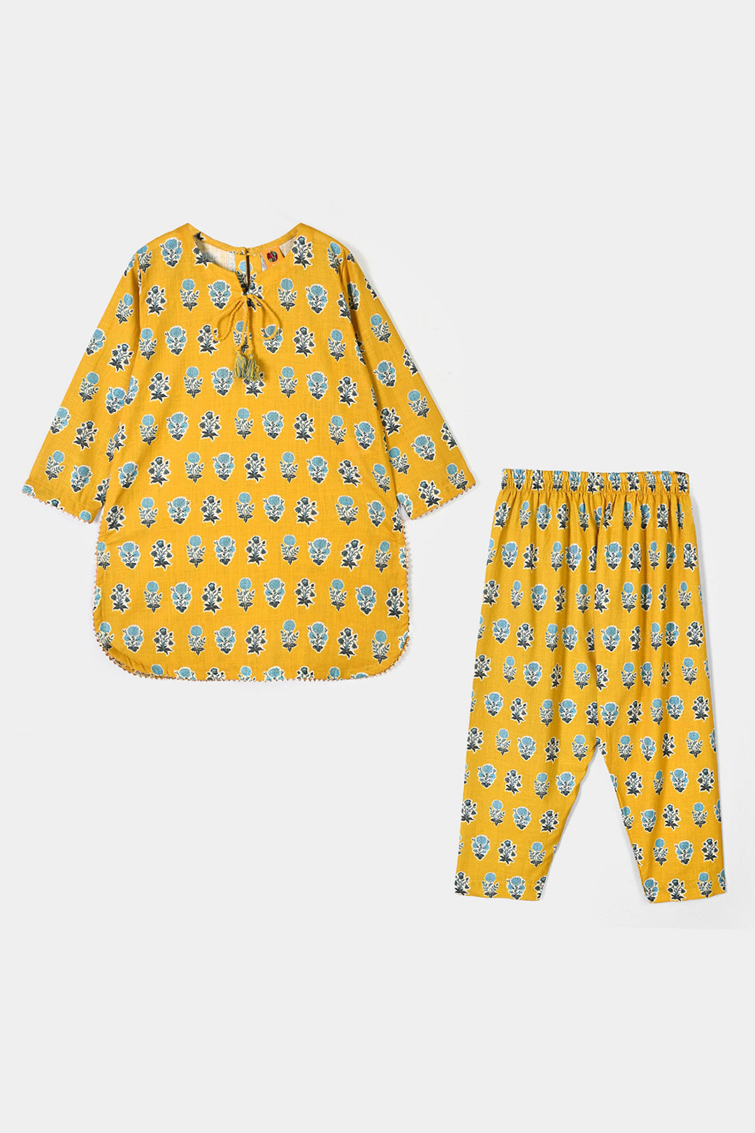 Girls Cotton Printed 2Pcs Tulip-Mustard