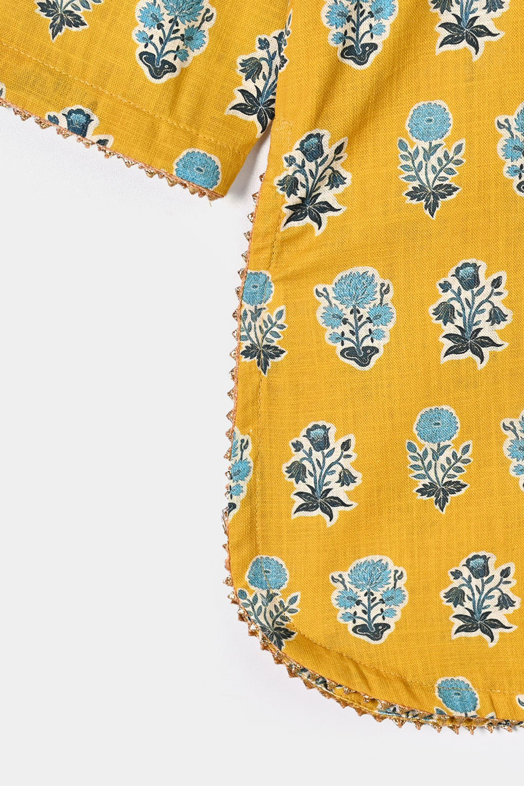 Girls Cotton Printed 2Pcs Tulip-Mustard