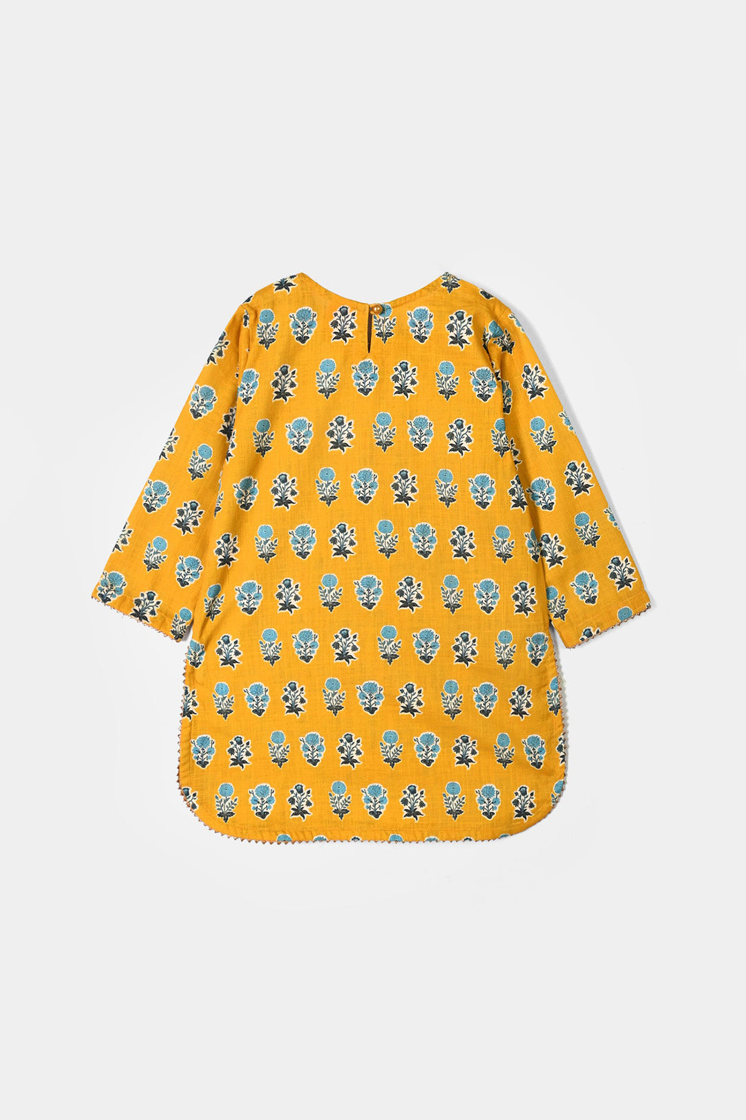 Girls Cotton Printed 2Pcs Tulip-Mustard