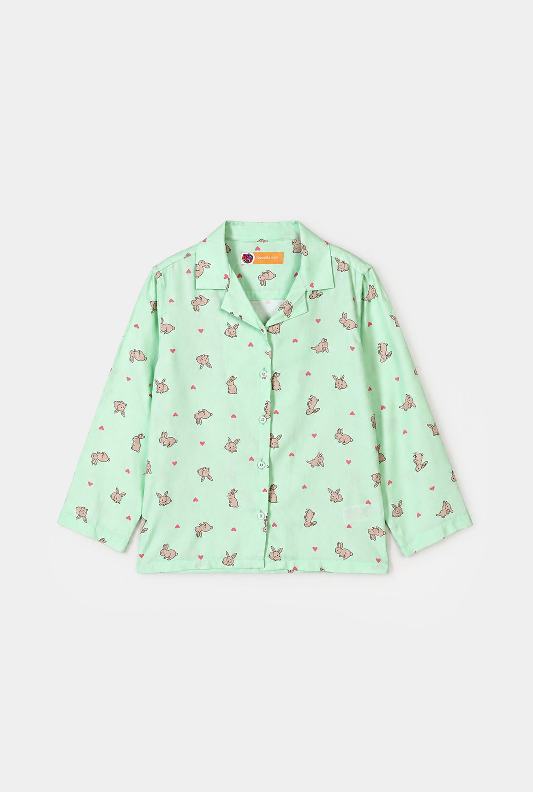 Girls Linen Viscose Nightwear-Rabbit-LT.Green