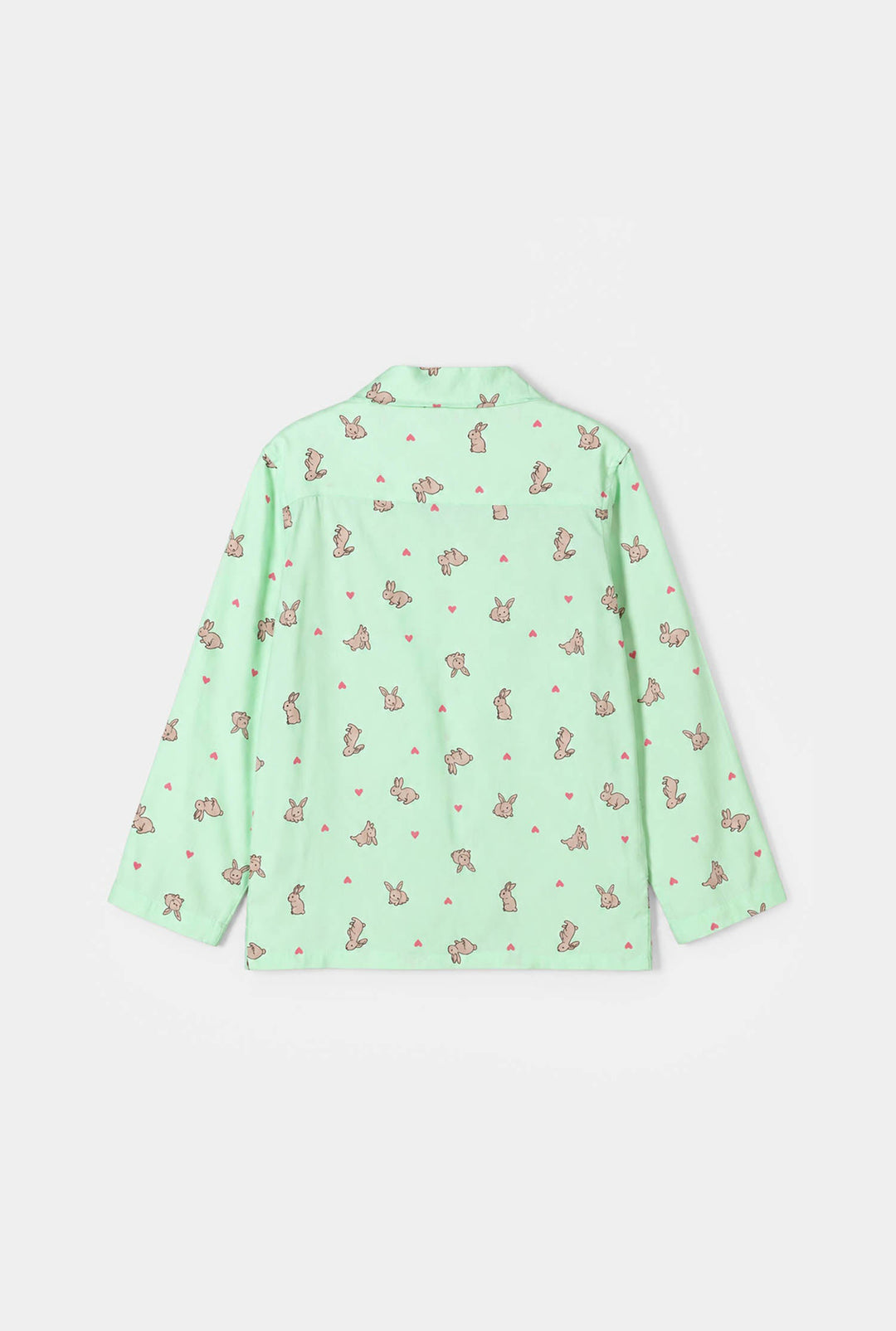 Girls Linen Viscose Nightwear-Rabbit-LT.Green