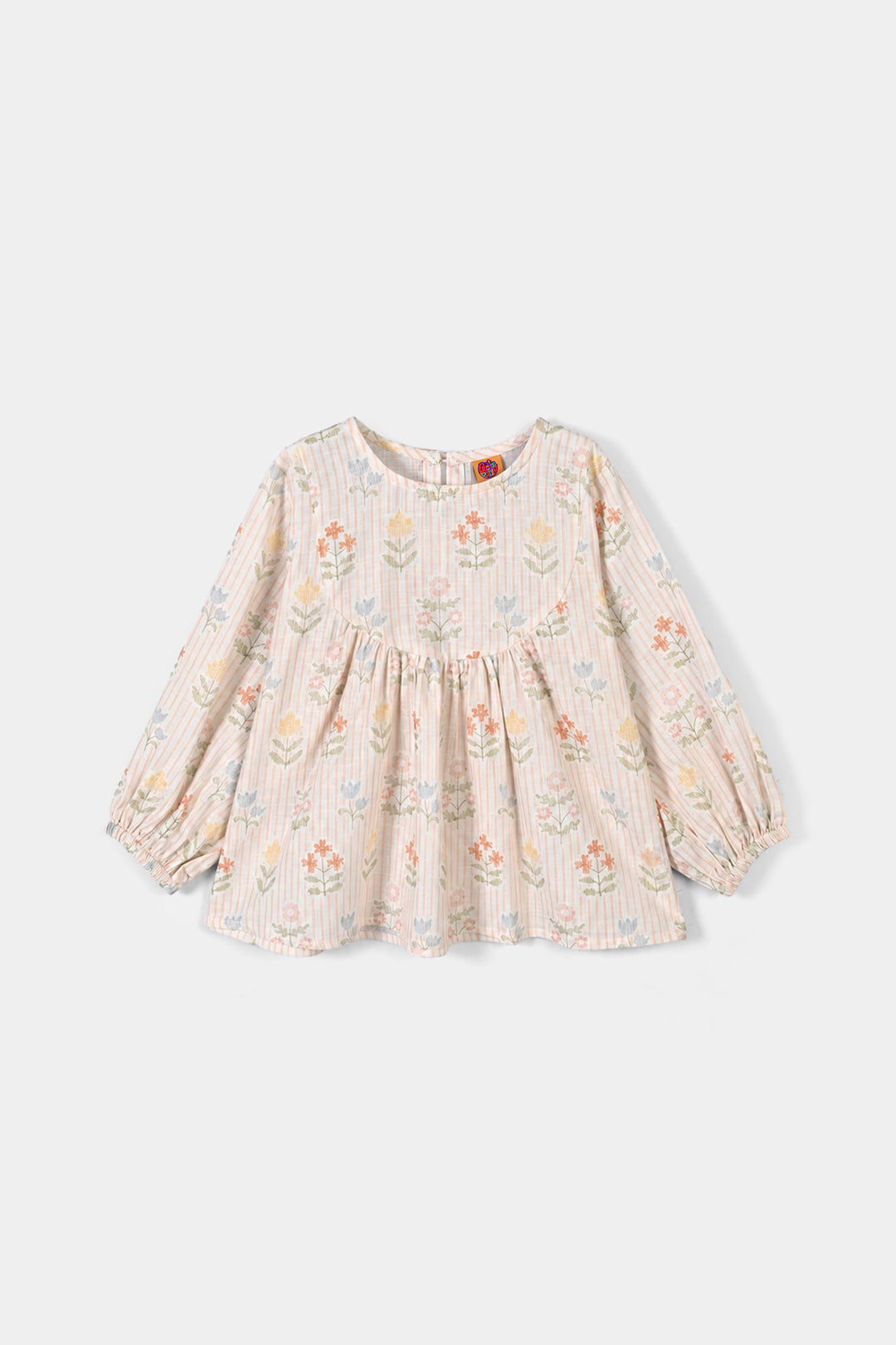 Girls Cotton Co-Ord Set Stripes- Off White