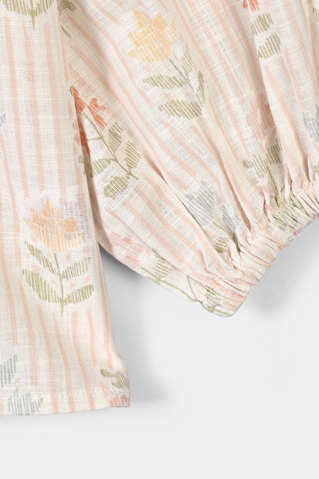 Girls Cotton Co-Ord Set Stripes- Off White