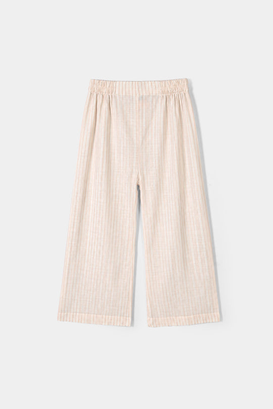 Girls Cotton Co-Ord Set Stripes- Off White