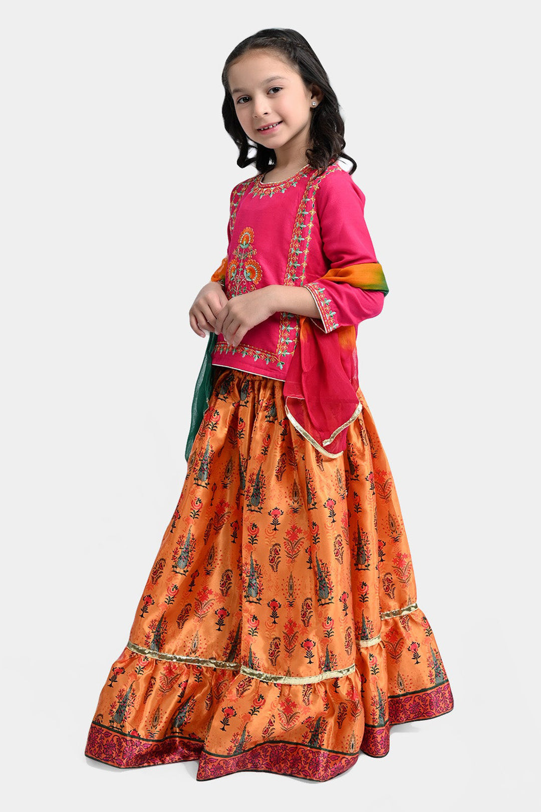 Girls Raw Silk 3PCs Suit Noor-e-DIL -Hot Pink