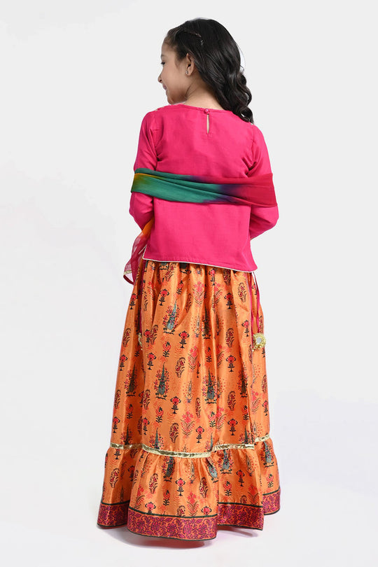 Girls Raw Silk 3PCs Suit Noor-e-DIL -Hot Pink