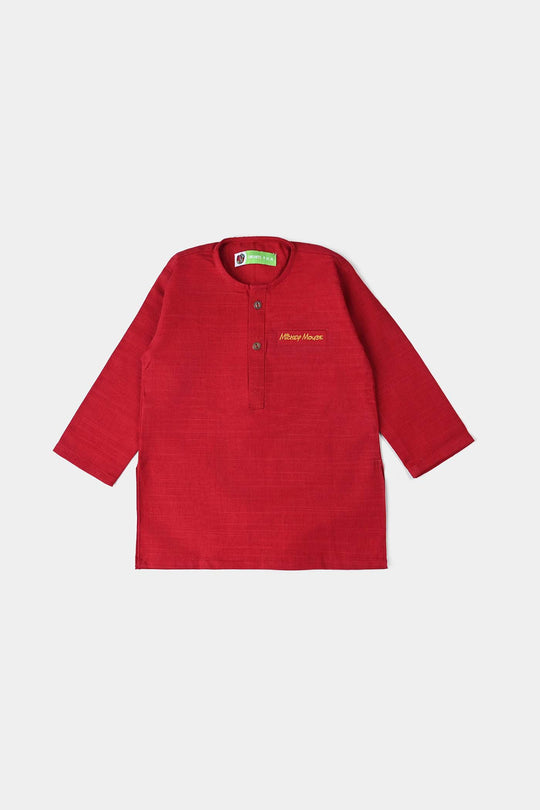 Infant Boys Cotton Slub 3 Piece Suit -Reddish