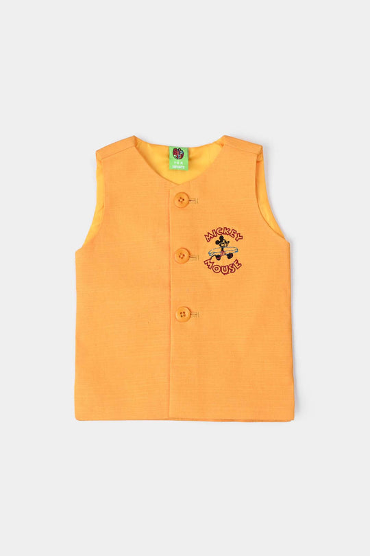 Infant Boys Cotton Slub 3 Piece Suit -Reddish