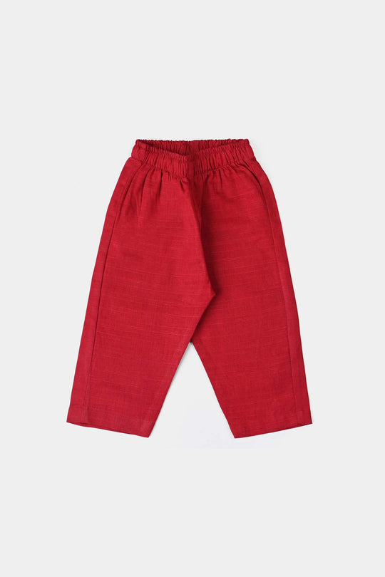 Infant Boys Cotton Slub 3 Piece Suit -Reddish