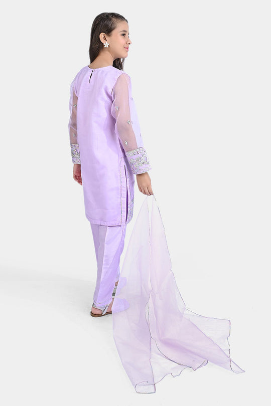 Girls Raw Silk 3PCs Suit Gotta Work - Lilac
