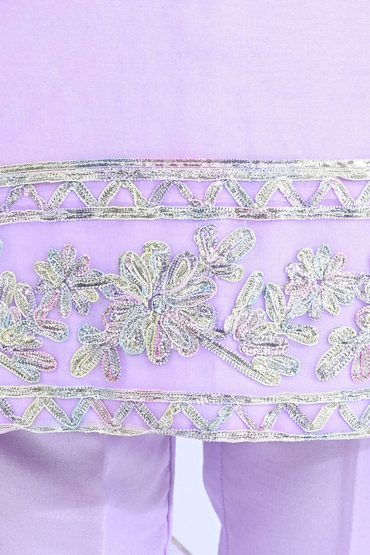 Girls Raw Silk 3PCs Suit Gotta Work - Lilac