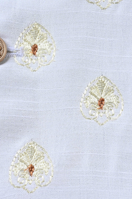 Infant Boys Raw Silk Waistcoat (Royal)-Off White