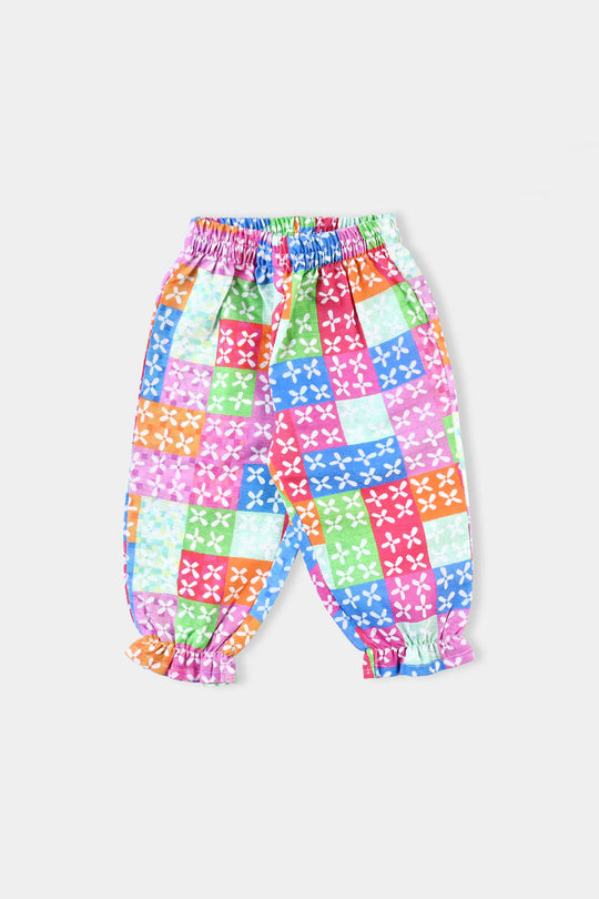 Infant Girl Cotton Slub Printed 2 PCs Suit Glamour-Multi