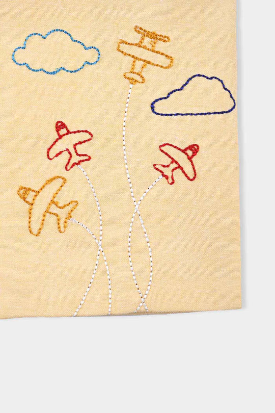 Infant Boys Oxford Waistcoat (Airplane)-L/Yellow